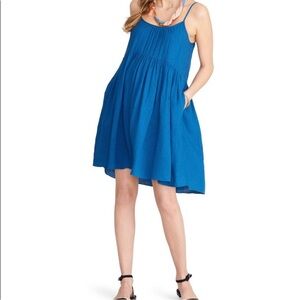 Hatch Eloise Maternity Dress Linen Viscose Blue 1 Small